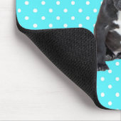 Niedlicher Bulldog Blue Polka Dots Mousepad (Ecke)