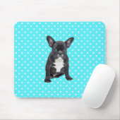 Niedlicher Bulldog Blue Polka Dots Mousepad (Mit Mouse)