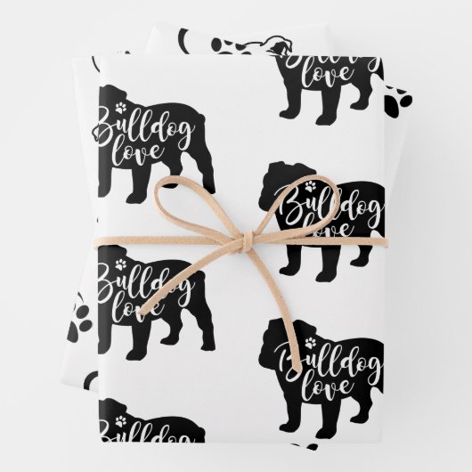 Niedlicher Bulldog Geschenkpapier Set (Beispiel)