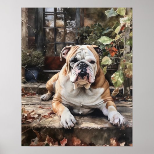Niedlicher Bulldog Hund Art Print Poster (Vorne)