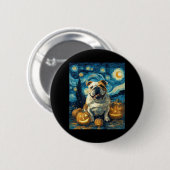 Niedlicher Bulldog-Hund Halloween-Kürbislaterne Button (Vorne & Hinten)