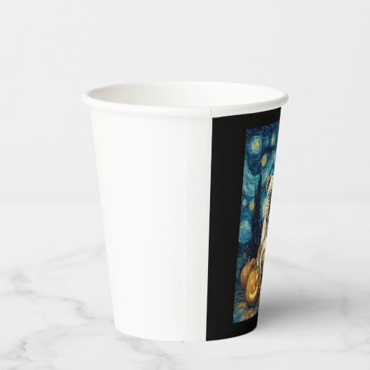 Niedlicher Bulldog-Hund Halloween-Kürbislaterne Pappbecher (Rechts)