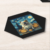 Niedlicher Bulldog-Hund Halloween-Kürbislaterne Untersetzer (angewinkelt)