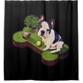 Niedlicher Bulldog Tennis Ball Duschvorhang (Vorderseite)