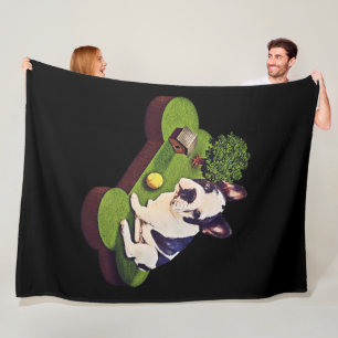 Niedlicher Bulldog Tennis Ball Fleecedecke