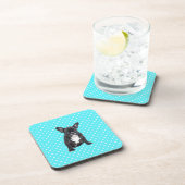 Niedlicher Bulldog Welpe Blue Polka Dots Getränkeuntersetzer (Rechte Seite)
