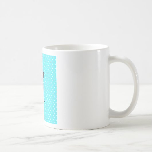 Niedlicher Bulldog Welpe Blue Polka Dots Kaffeetasse (Rechts)