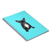 Niedlicher Bulldog Welpe Blue Polka Dots Notizblock (Rechte Seite)