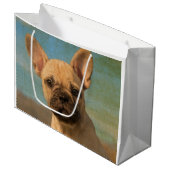 Niedlicher Bulldog Welpe - Funny Dog Head Foto . Große Geschenktüte (Vorderseite Schrägansicht)