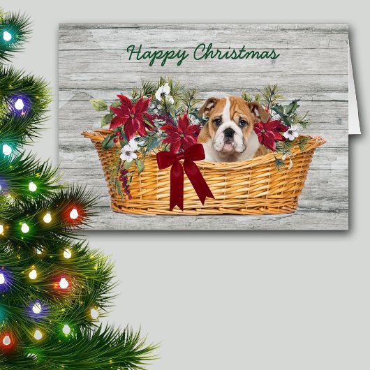 Niedlicher Bulldog Welpe in Basketball Weihnachtsk
