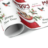 Niedlicher Bulldog Welpe in der Weihnachtsgeschenk Geschenkpapier (Rolleneckpunkt)