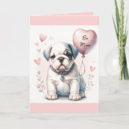 Niedlicher Bulldog Welpe ist mein rosa Valentinsta Karte