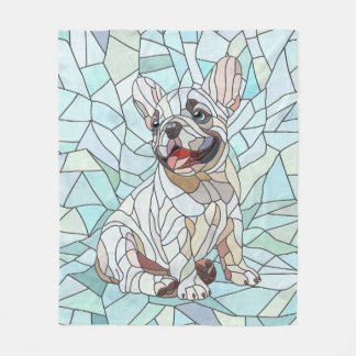 Niedlicher Bulldog Welpe - pastellfarbenes Mosaik Fleecedecke