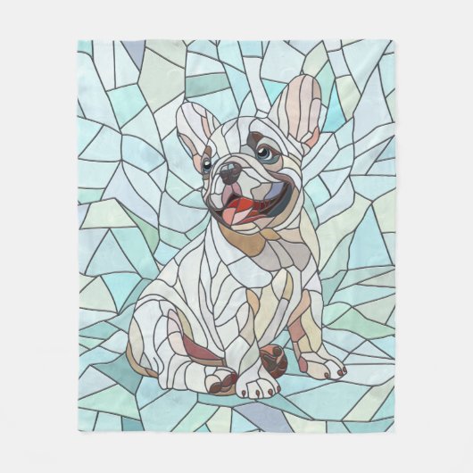 Niedlicher Bulldog Welpe - pastellfarbenes Mosaik Fleecedecke (Vorderseite)