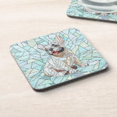 Niedlicher Bulldog Welpe - pastellfarbenes Mosaik Getränkeuntersetzer (Linke Seite)