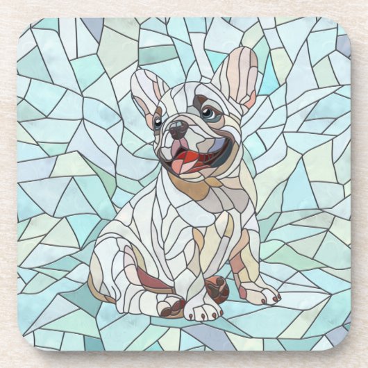 Niedlicher Bulldog Welpe - pastellfarbenes Mosaik Getränkeuntersetzer (Vorderseite)