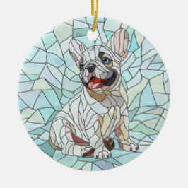 Niedlicher Bulldog Welpe - pastellfarbenes Mosaik Keramik Ornament