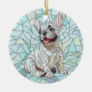 Niedlicher Bulldog Welpe - pastellfarbenes Mosaik Keramik Ornament