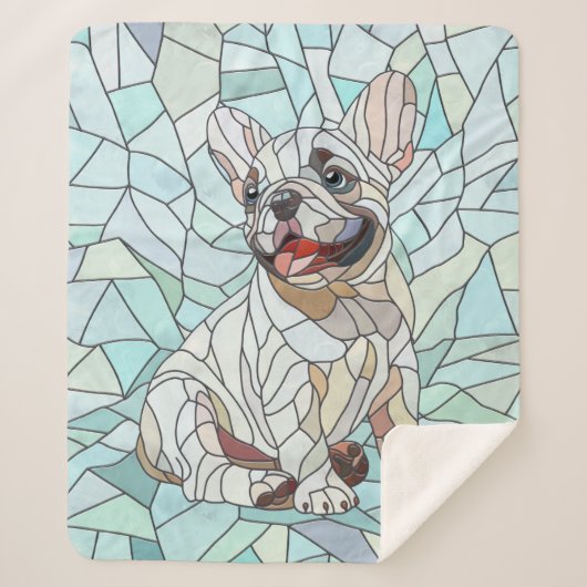 Niedlicher Bulldog Welpe - pastellfarbenes Mosaik Sherpadecke (Vorderseite)