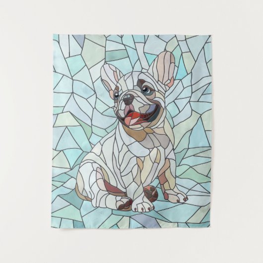 Niedlicher Bulldog Welpe - pastellfarbenes Mosaik Wandteppich (Vorderseite)