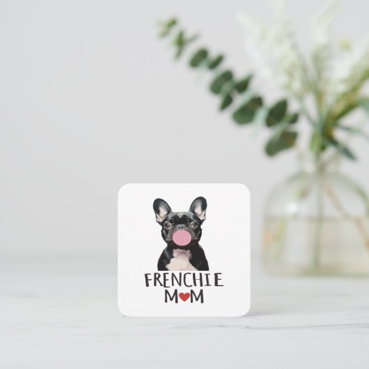 Niedlicher Bulldogge Quadratische Visitenkarte (Stehend Vorderseite)