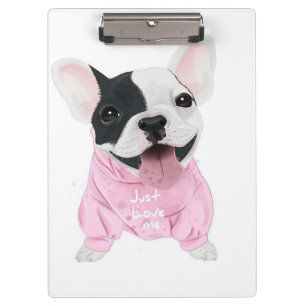 Niedlicher Bulldoghund   Nur Liebe Klemmbrett