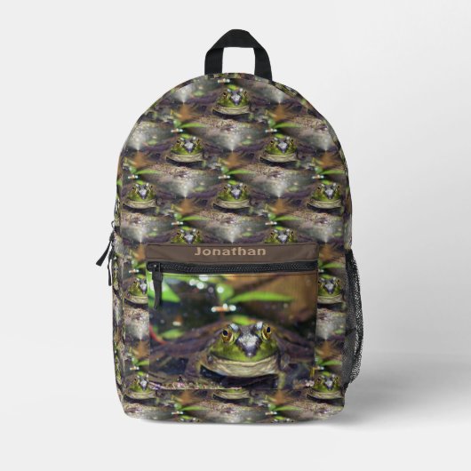 Niedlicher Bullfrog-Gesichtsausdruck Tiermuster Pe Bedruckter Rucksack (Vorderseite)