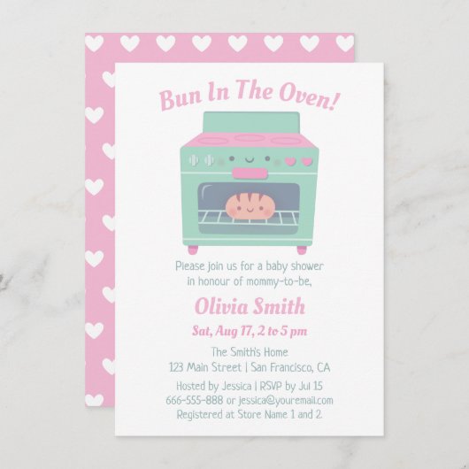 Niedlicher Bun in der Oven Baby Dusche Einladung (Vorne/Hinten)