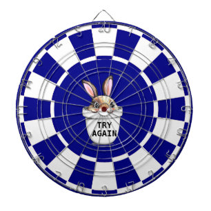 Niedlicher Bunny auf Navy Blue und White Dart Boar Dartscheibe