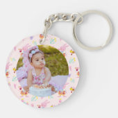 Niedlicher Bunny Beam Muster Monogram Name Pink Schlüsselanhänger (Rückseite)