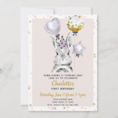 Niedlicher Bunny Blush Pink Gold Confetti Girl Einladung (Vorderseite)