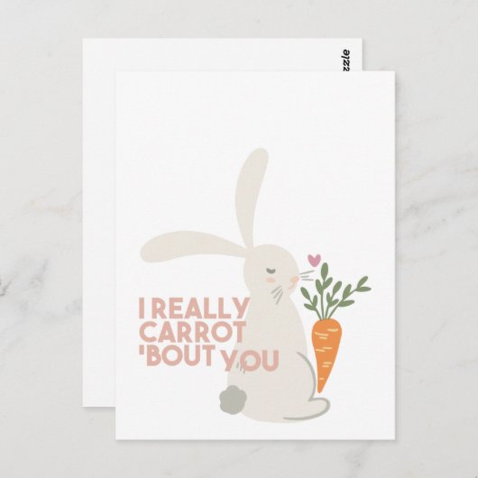 Niedlicher Bunny Carrot Pun - Ich bin wirklich Car Postkarte (Vorne/Hinten)