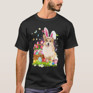 Niedlicher Bunny Corgi Dog Ostereier Korb Ostertag T-Shirt