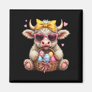 Niedlicher Bunny Cow Retro Bauer Western Ostertag Magnet