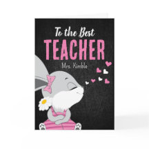 Niedlicher Bunny Dankeschön-Karte für Lehrer - Sch