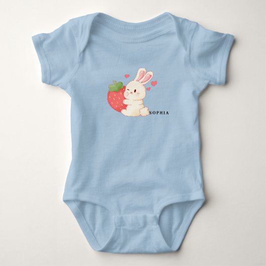 NIEDLICHER BUNNY, der einen Strawberry-Baby-Bodysu Baby Strampler (Vorderseite)