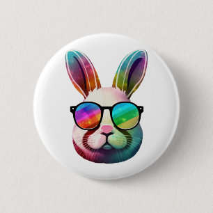Niedlicher Bunny Face Gefärbte Krawatte Brille Ost Button