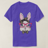 Niedlicher Bunny Face Leopard Print Osterfest Girl T-Shirt (Design vorne)