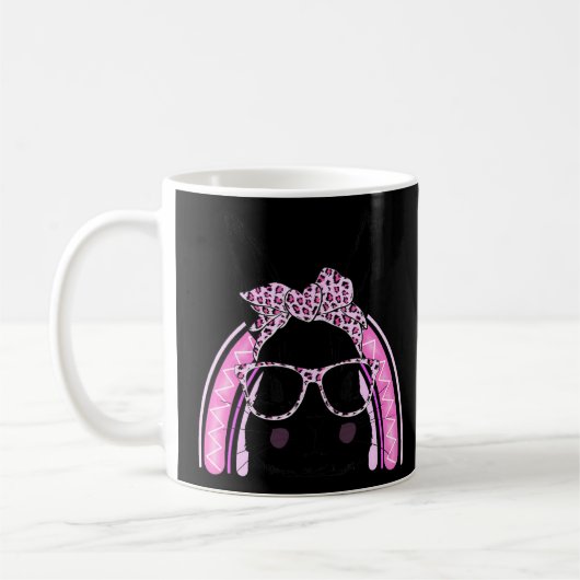 Niedlicher Bunny Face Leopard Regenbogen Krawatte Kaffeetasse (Links)