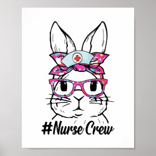 Niedlicher Bunny Face Nurse Gefärbte Krawatte Bril Poster