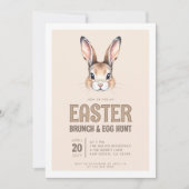 Niedlicher Bunny Face Osterbrunch und Eierjagd Einladung (Vorderseite)