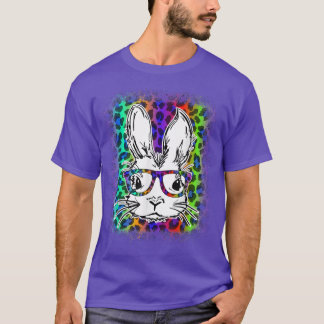 Niedlicher Bunny Face Rainbow Leopard gebleicht Ha T-Shirt