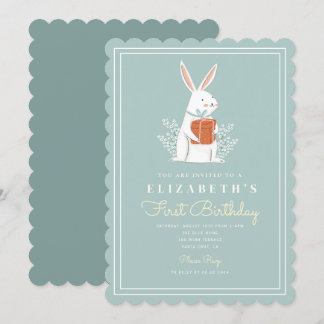 Niedlicher Bunny First Geburtstag 1. Geburtstag Ei Einladung