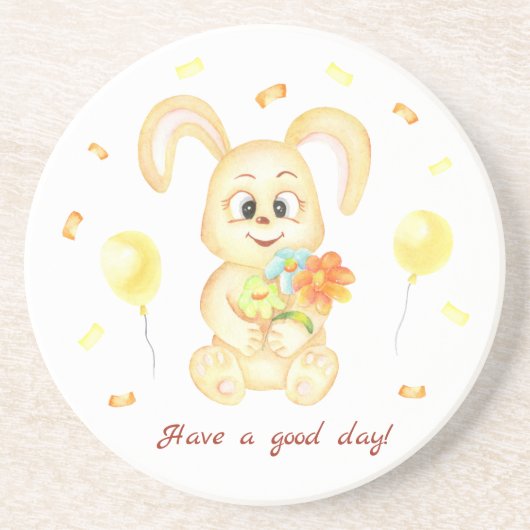 Niedlicher Bunny für eine positive Stimmung Getränkeuntersetzer (Vorne)