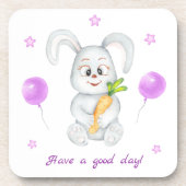 Niedlicher Bunny für eine positive Stimmung Getränkeuntersetzer (Vorderseite)