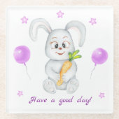Niedlicher Bunny für eine positive Stimmung Glasuntersetzer (Vorderseite)