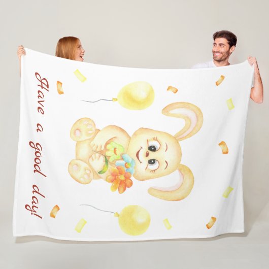 Niedlicher Bunny für eine positive Stimmung Poster Fleecedecke (Beispiel)