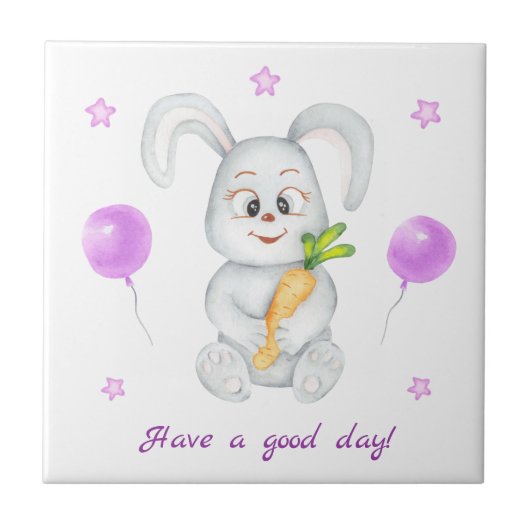 Niedlicher Bunny für eine positive Stimmung Poster Fliese (Vorderseite)