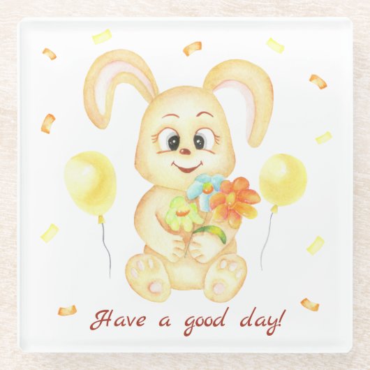 Niedlicher Bunny für eine positive Stimmung Poster Glasuntersetzer (Vorderseite)
