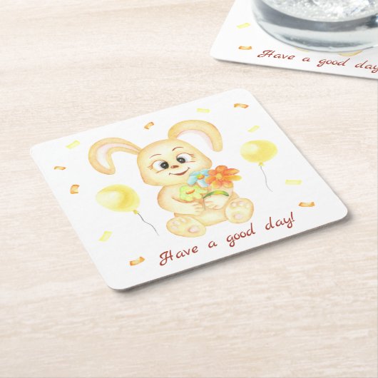 Niedlicher Bunny für eine positive Stimmung Poster Rechteckiger Pappuntersetzer (angewinkelt)